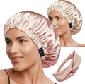 Hair Bonnets 3Pcs Satin Bonnet For Sleeping Silky Bonnets Womens Silk Bonnet Night Caps Curly Hair Sleep Cap For Women