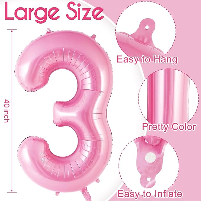 Pink Number 30 Balloons, Big Large Foil Number Balloons, Jumbo Giant Mylar - Image 2