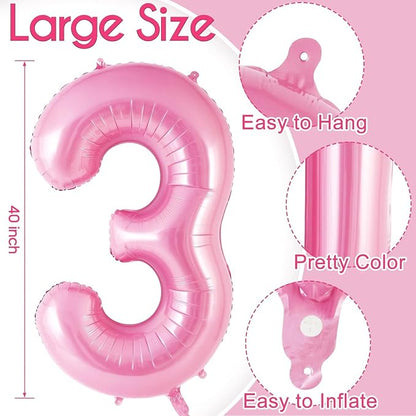 Pink Number 30 Balloons, Big Large Foil Number Balloons, Jumbo Giant Mylar - Image 2