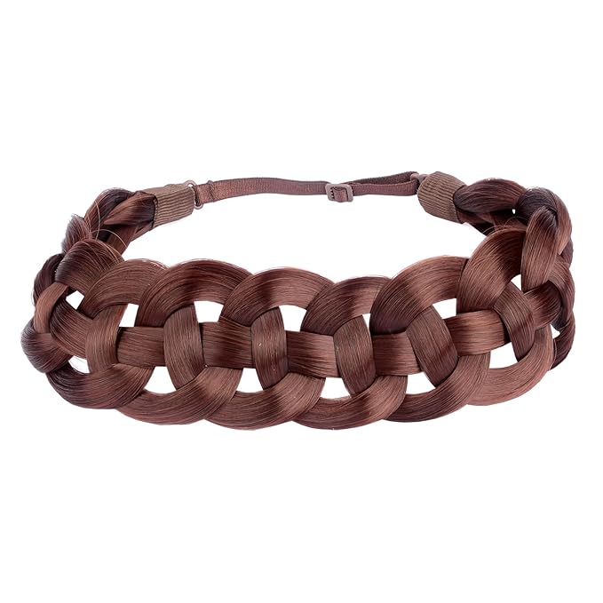 DIGUAN Hollow out Synthetic Hair Braided Headband Hairpiece Women Girl Beauty accessory for Women (Burgundy)
