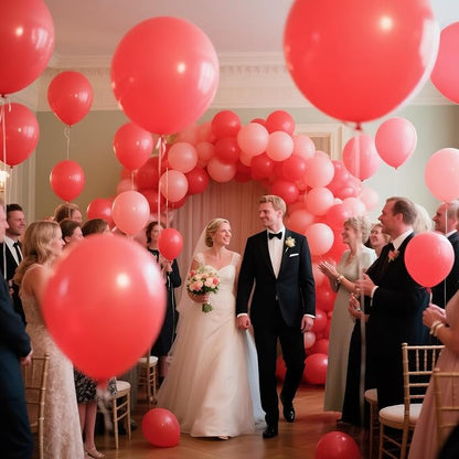 110pcs Coral Red Balloon 12 Inch, Coral Red Latex Balloons - Image 5