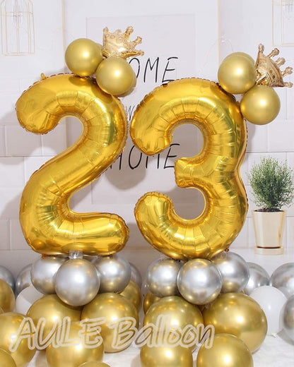 AULE 40 Inch Gold 23 Balloon Number Foil 0-9 Birthday Big Numbers | Birthday - Image 3