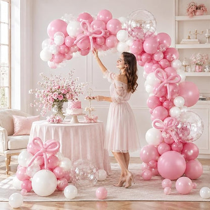 Pastel Pink and White Balloons Arch Kit 18 Inch*7 Clear Light Baby Pale Pink - Image 8