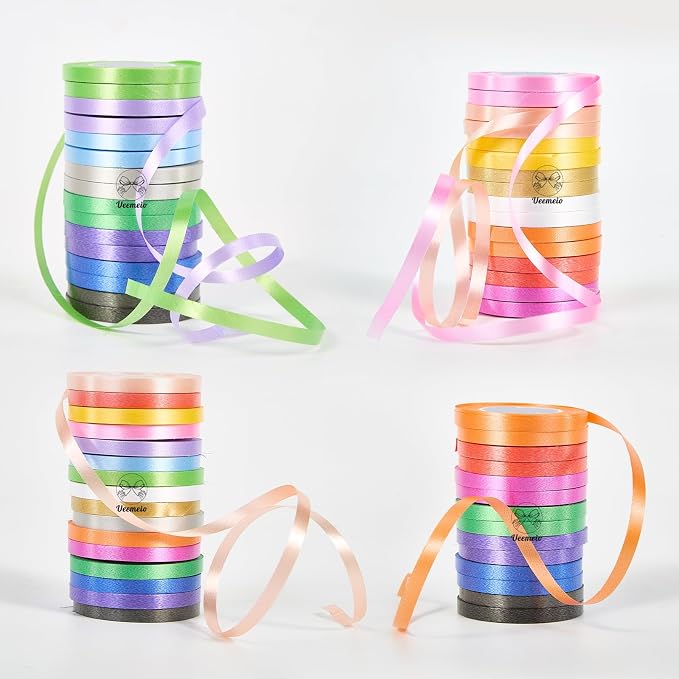 48 Rolls Curling Ribbon Balloon Curling Ribbons Set, Veemeio 16 Colors 3/16 - Image 4