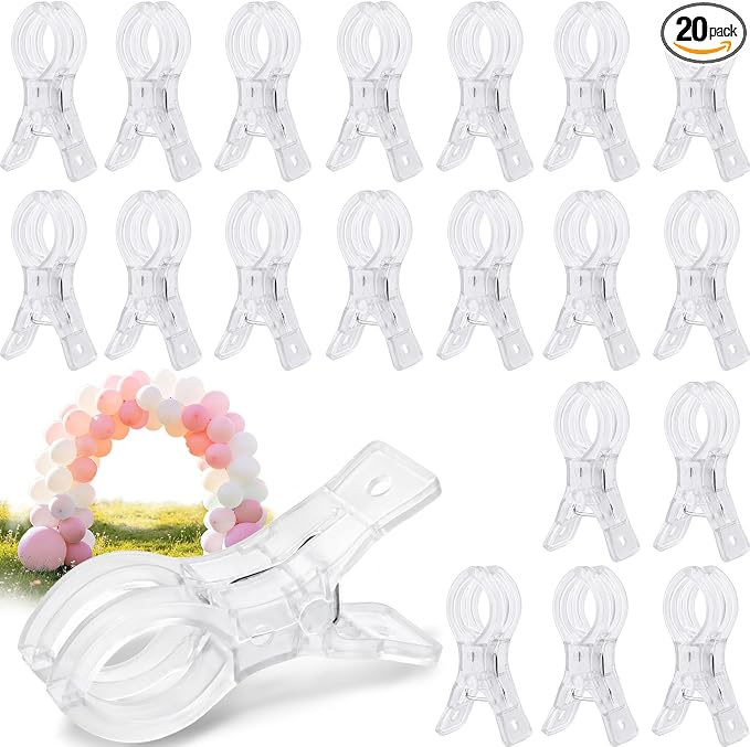 20 Pack Balloon Arch Clips, 3.5 Inch Plastic Transparent Clips by Unknown