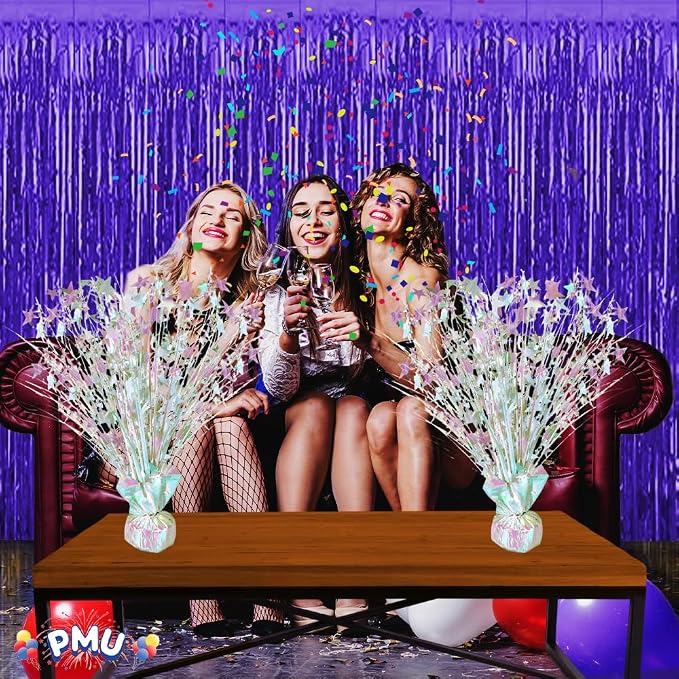 PMU 6 Pack Bursting Star Metallic Foil Spray Centerpiece- Opal Iridescent - Image 3