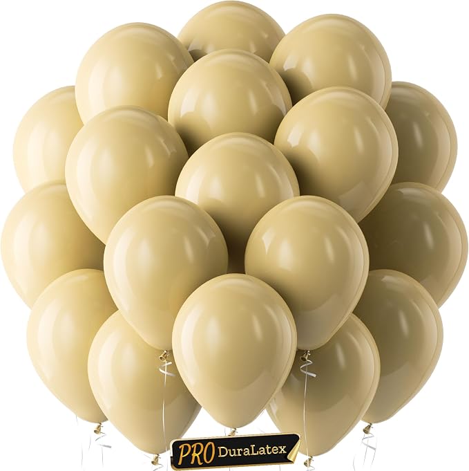 Pro Duralatex Tan Extra-Thick Balloons 120 Pack 10 inch | Light Brown Boho by Bezente