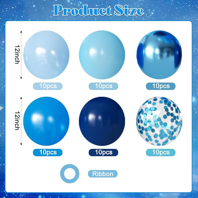Metallic Blue Balloons for Fathers Day Graduation Birthday Party Decoration | - Image 2