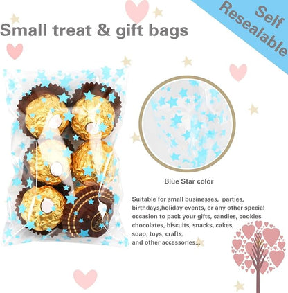100 Pcs Star Printed Sealable Gift Wrap Cello Cellophane Bags Self sealing - Image 3