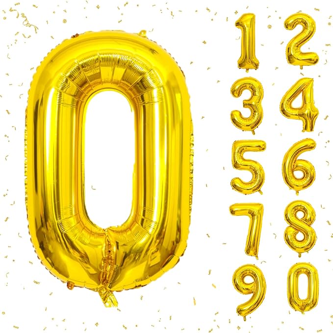 40 Inch Gold Number Balloons, Helium Mylar Foil Number Balloons by Unknown