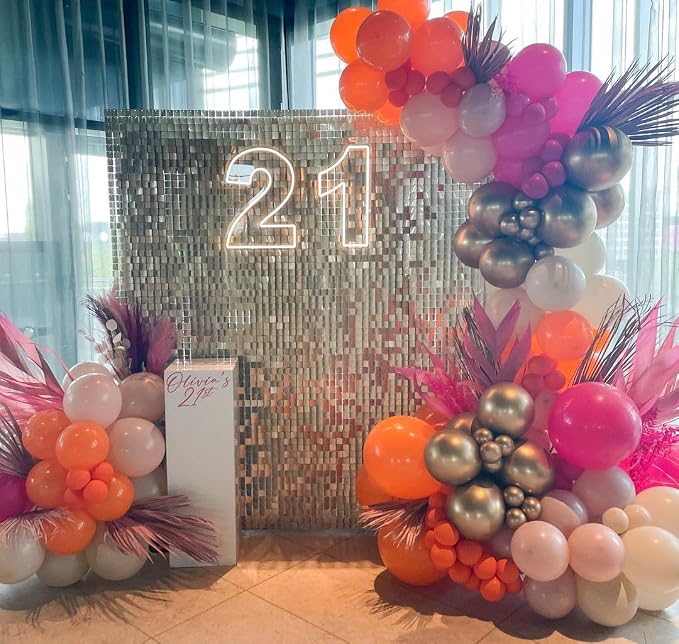 Bezente Pink and Orange Balloons Set 60pcs 12 inch | Light & Hot Pink Orange - Image 6