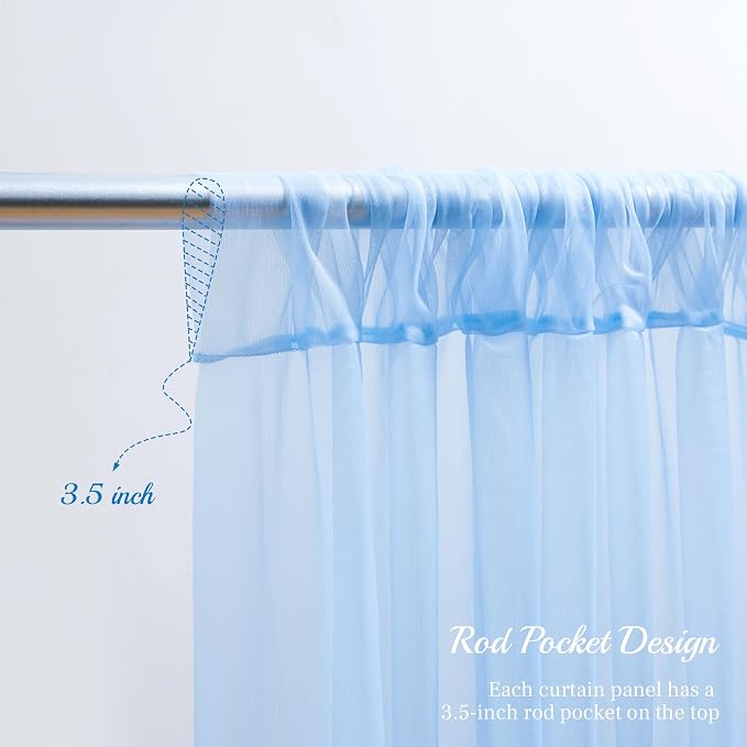 10x10ft Baby Blue Tulle Backdrop Curtain - Image 5