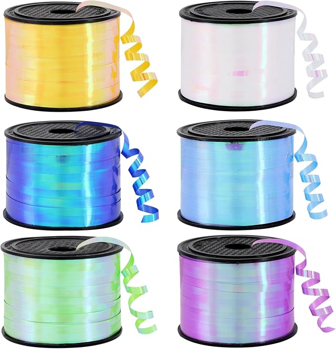 TONIFUL 6 Colors Iridescent Rainbow Curling Ribbon Balloon String by TONIFUL