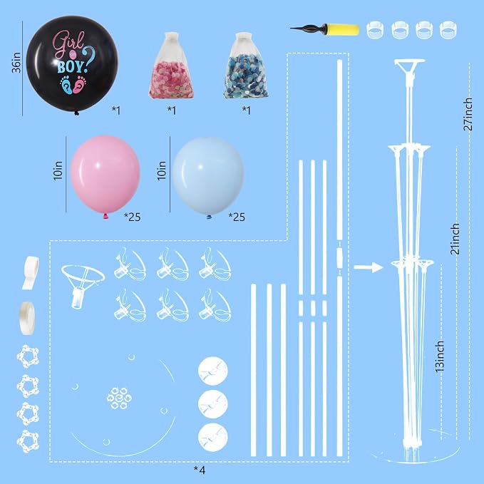 4 Sets Gender Reveal Balloons Stand Kit - Image 3
