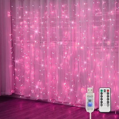 Curtain Lights for Bedroom, 200 Led 6.5ft x 6.5ft Hanging String Lights Outdoor - Image 7