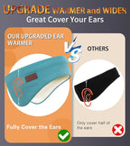 Winter Ear Warmer Headband for Men Women Double-Layer Knit Ear Muffs Cover with Fuzzy Lining for Running and Cycling (Blue, One Size)