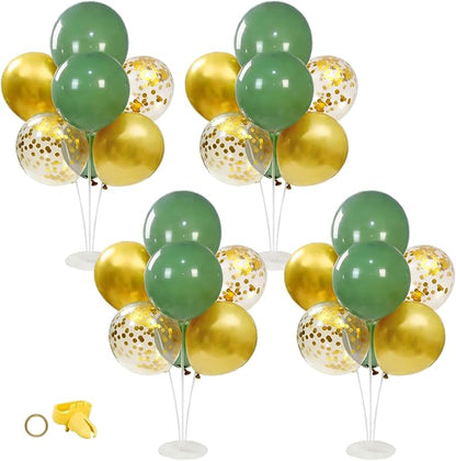 4Sets Green and Gold Balloon Centerpieces by FengRise