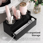 NIUBEE Hair Tool Organizer, Black Acrylic Hair Dryer and Styling Holder, Bathroom Countertop Blow Dryer Holder, Vanity Caddy Storage Stand for Accessories, Makeup, Toiletries