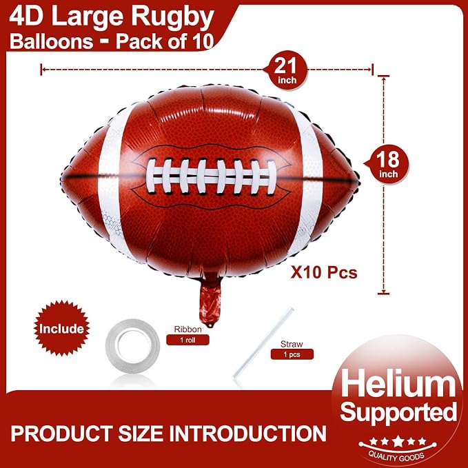 LHOAVWE 18 Inch Football Balloons 10 Pack Rugby Football Balloons - Image 2