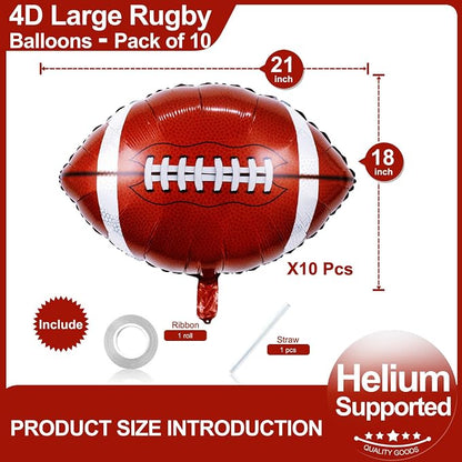 LHOAVWE 18 Inch Football Balloons 10 Pack Rugby Football Balloons - Image 2