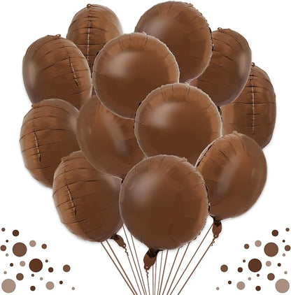 TONIFUL 30Pcs 18 Inch Chocolate Round Shape Foil Balloons Big Brown Circle by TONIFUL