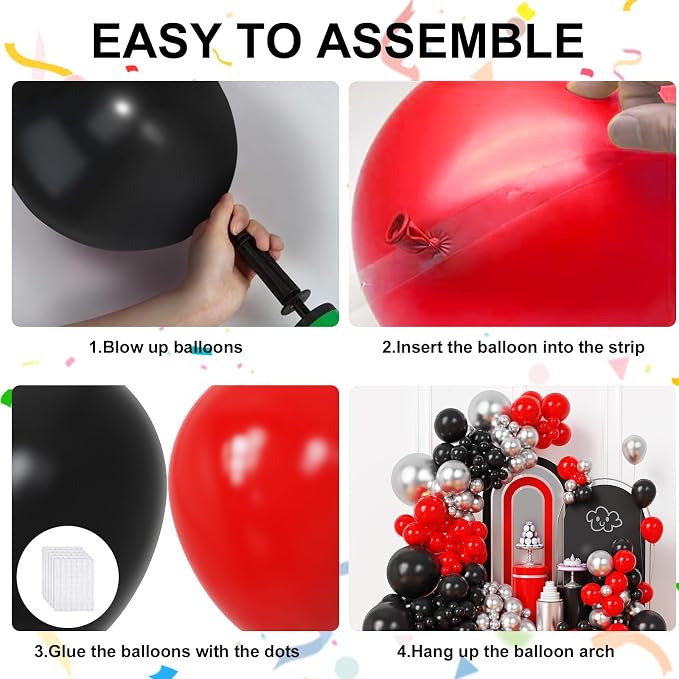 Red and Black Balloons Arch Kit - Image 3