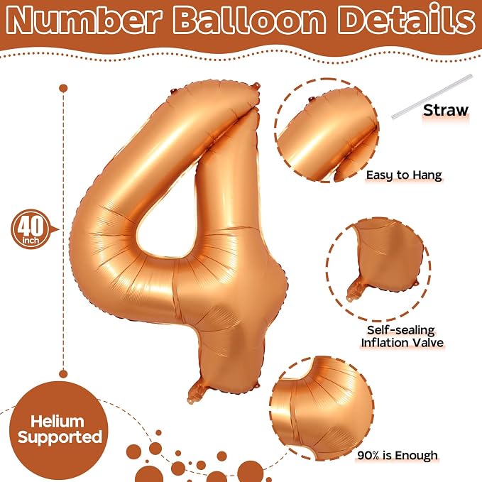 Large Foil Number 4 Balloons, 40 Inch Number Balloon 4 Decor - Image 2
