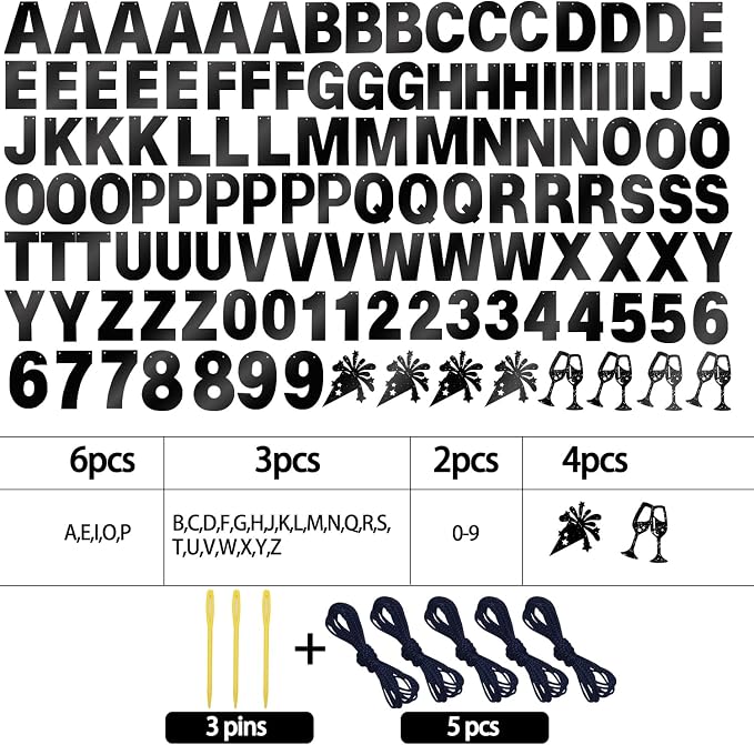129Pcs Glitter Customizable Banner Kit DIY Custom Letter DIY Happy Birthday - Image 2