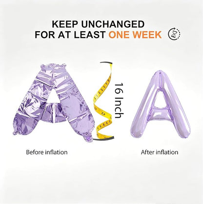 Purple Foil Letter Balloons, fully inflated state lasts multiple days - Image 3