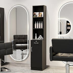 Wall Mount Salon Stations for Hair Stylist, Hair Salon Storage Cabinet, Beauty Barber Station with Lockable Drawer, Shelves, Storage Cabinet, Black