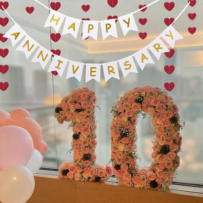 Happy Anniversary Banner Balloons Wedding Love Party and Background Indoor - Image 3