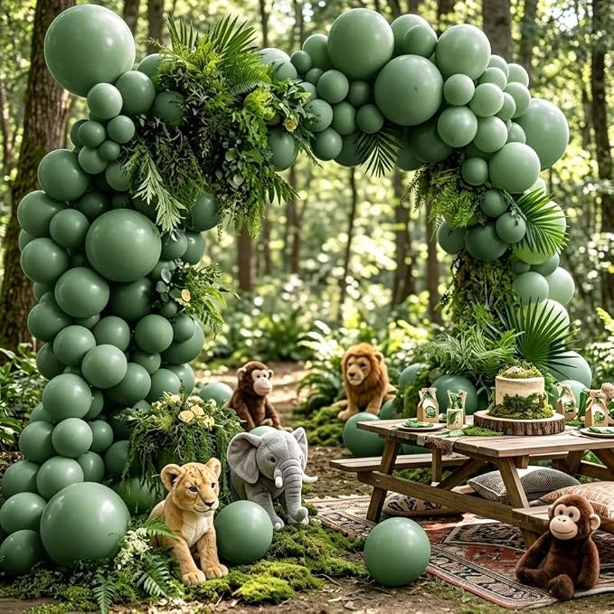 Pastel Green Balloon Garland Kit Different Sizes Double Stuffed Balloons Latex by Captank