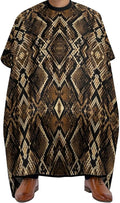 Barber Cape Cool Brown Snake Skin Hairdressing Gown Cover, Adjustable Hairdresser Apron for Hair Dye, Profession Barbershop Supplies