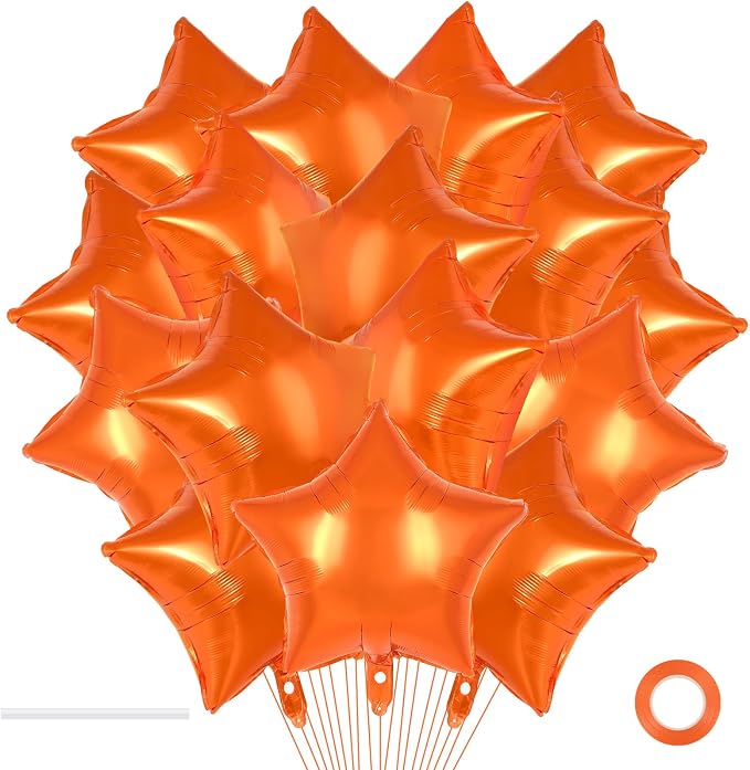 20 Pcs Orange Star Balloons, 18 Inch Star Foil Balloons, Stars Shaped Balloon by YOTHORN