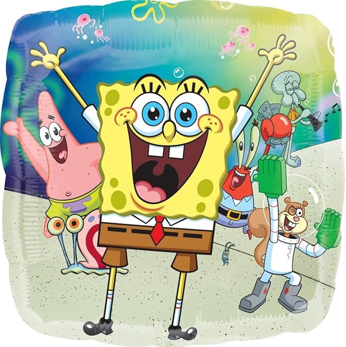 Spongebob's Birthday Party Supplies 7pc Foil Balloon Bouquet Decorations - Image 5