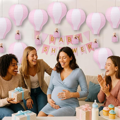 Gemscream 12 Sets Baby Shower Decor Bear Hot Air Balloon Table Centerpieces DIY - Image 6