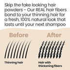 Hair Illusion Black Real Hair Fibers for Thinning Hair - 100% Natural Texture, Non Synthetic Hair Fibers - Bald Spot Cover Up for Women & Men - 18 Gram