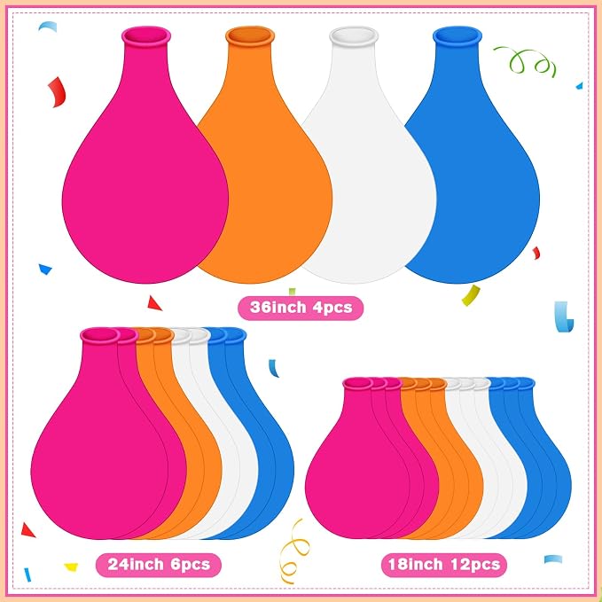Gejoy 24 Pcs Pool Giant Balloons 36/24/18 Inch Jumbo Large Big Latex Balloons - Image 3