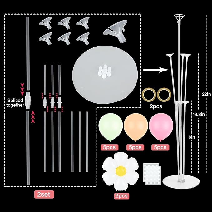 Daisy Party Balloons Stand Kit 2 Sets - Image 2