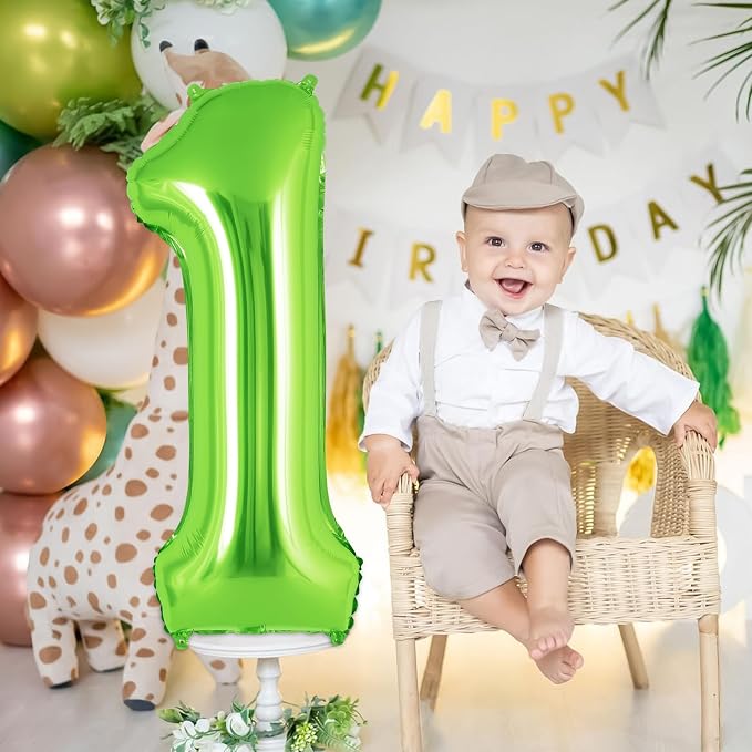 Green Number 1 Balloon 40 Inch, Big Large Foil Helium Number Balloons, Jumbo - Image 2