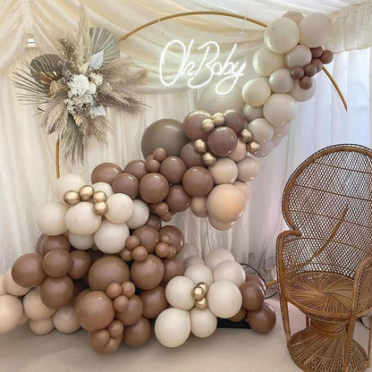 Brown Gold Balloons, Nude White Sand White Cream Coffee Balloon - Image 5