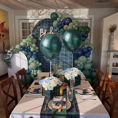 Civaner 4 Sets Green Blue Tartan Plaid Baby Shower Party Decorations Tartan - Image 7