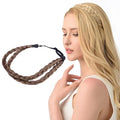DIGUAN Double Three Strand Synthetic Hair Braided Headband Hairpiece Extension Women Girl Beauty accessory (Warm Brown)