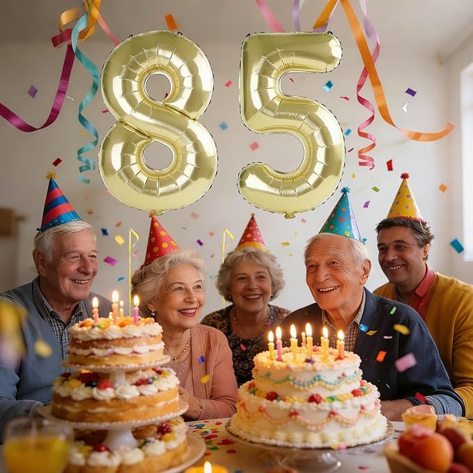 40 Inch Number 85 Balloons for 85th Birthday Party Decorations, 0-100 Champagne - Image 2