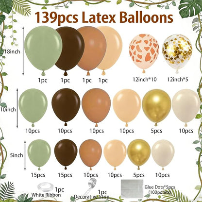 Sage Green Brown Balloon Garland Kit, Safari Balloon Garland Arch Kit - Image 2