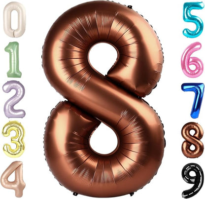Number Balloons 40 Inch Coffee 8 Balloon by Mluchee