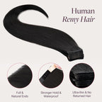 GOO GOO Genius Tape in Hair Extensions, Hand Tied Tape Weft, 1B Natural black, 16inch 50g 20pcs, Remy Human Hair, Seamless Invisible Tape, Natural Blend, Lightweight