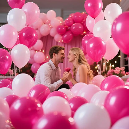 Pink White Balloons 100pcs 12 inch Hot Pink Pastel Pink White Balloons - Image 5