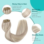 SURNEL Clip in Hair Extensions 16 inch Ash Blonde Highlights Bleach Blonde Clip in Hair Extensions 100g 6pcs(#18/613,16")