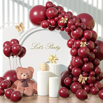 135pcs Burgundy Balloons Arch Kit Different Sizes of 18 12 10 5 Inch Dark Red by YISHEBAPA